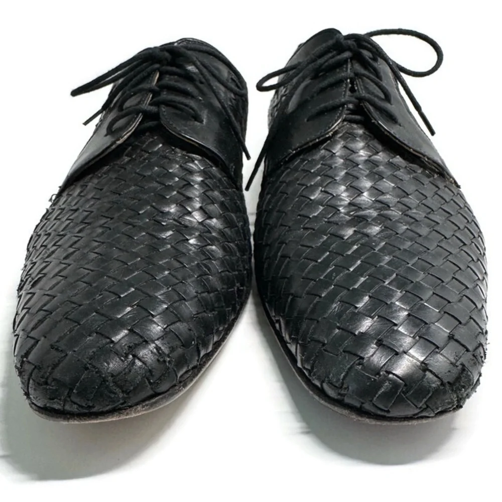 PAUL FREDRICK WOVEN LEATHER SHOES